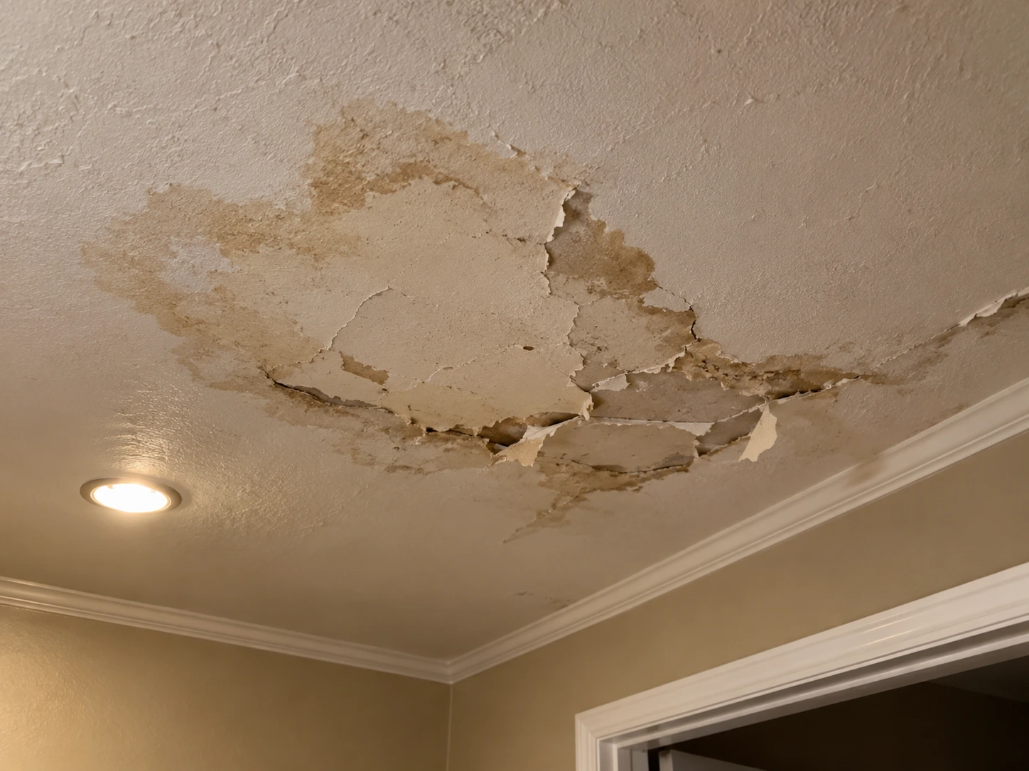 water-damaged-ceiling-drywall-orange-county Water-damaged drywall removed and replaced in an Ocoee home